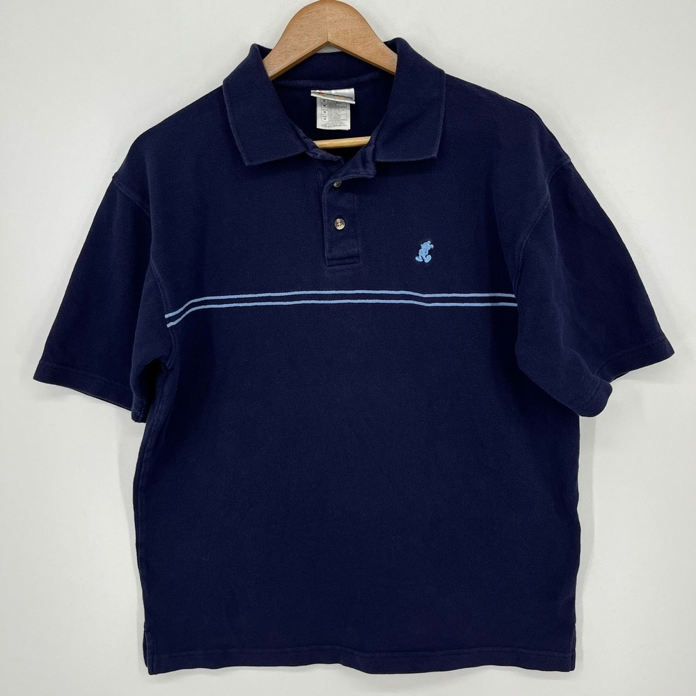 Walt Disney World Mens Navy Blue Mickey Mouse Embroidered Pique Polo Shirt M